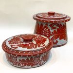  ست دیگ و تابه سنگی طرح گل سنگ قرمز