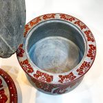  ست دیگ و تابه سنگی طرح گل سنگ قرمز