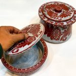  ست دیگ و تابه سنگی طرح گل سنگ قرمز