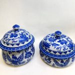 ست دیگ و تابه سنگ مدل درباری طرح ققنوس آبی