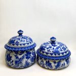 ست دیگ و تابه سنگ مدل درباری طرح ققنوس آبی