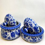 ست دیگ و تابه سنگ مدل درباری طرح ققنوس آبی