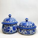 ست دیگ و تابه سنگ مدل درباری طرح ققنوس آبی